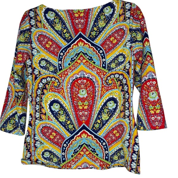 J McLaughlin Womens Catalina Cloth Paisley Popover Top M  Colorful Maximalist - Picture 7 of 9